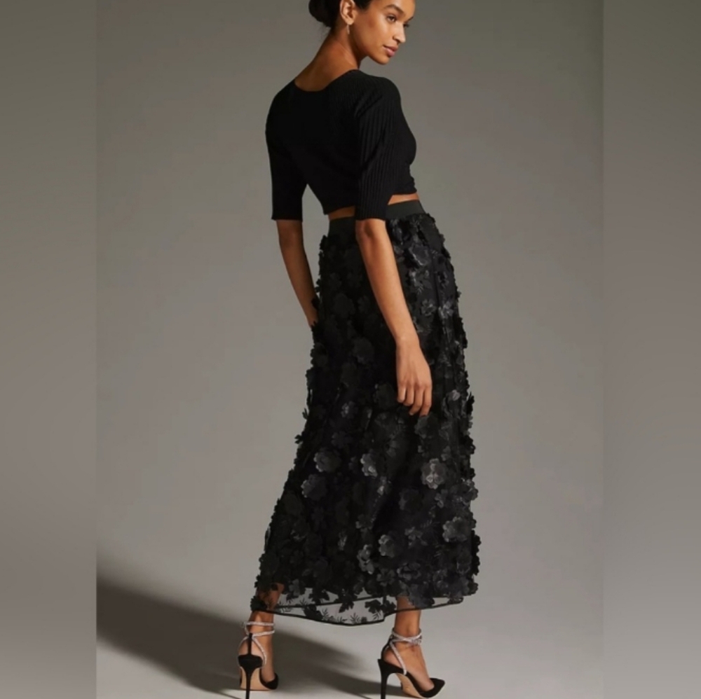 Anthropologie Black Floral Skirt - Picture 14 of 15